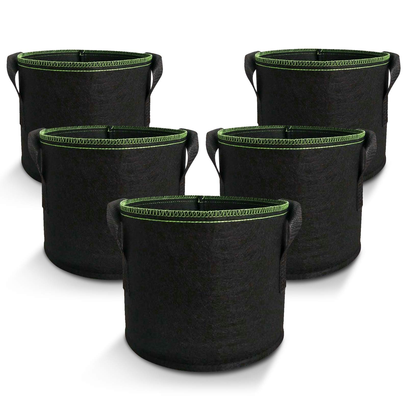 5-Pack 10 Gallon Heavy Duty Aeration Fabric Plant Grow Bags