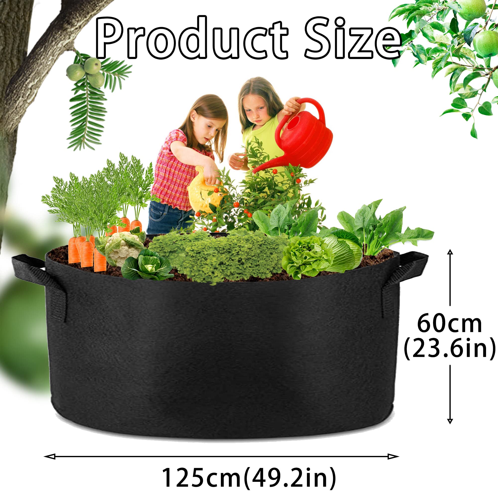 Heavy Duty 200 Gallon Grow Bag with Handles, 125x60cm