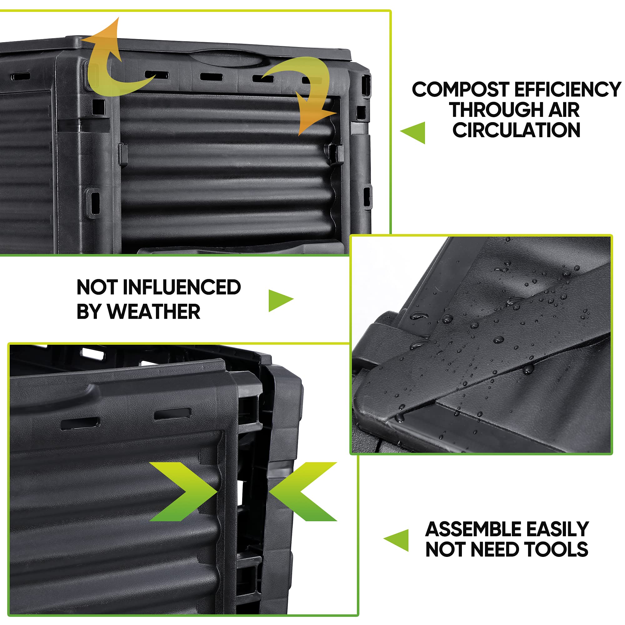 300L BPA-Free Garden Compost Bin with Air Vents