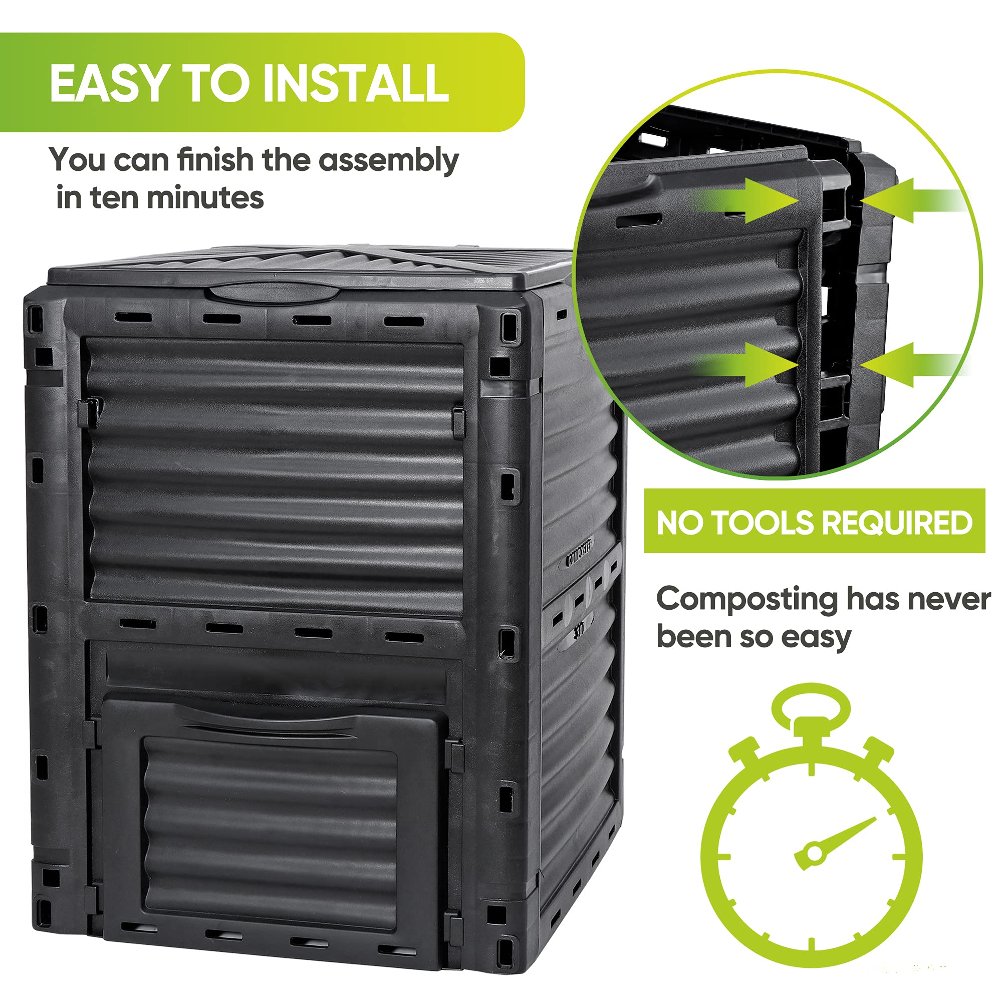 300L BPA-Free Garden Compost Bin with Air Vents