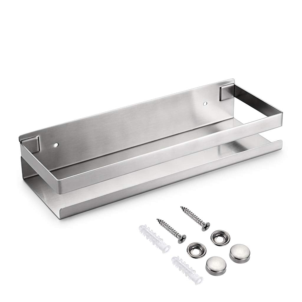 Brushed Stainless Steel Wall-Mounted Bathroom Shower Shelf