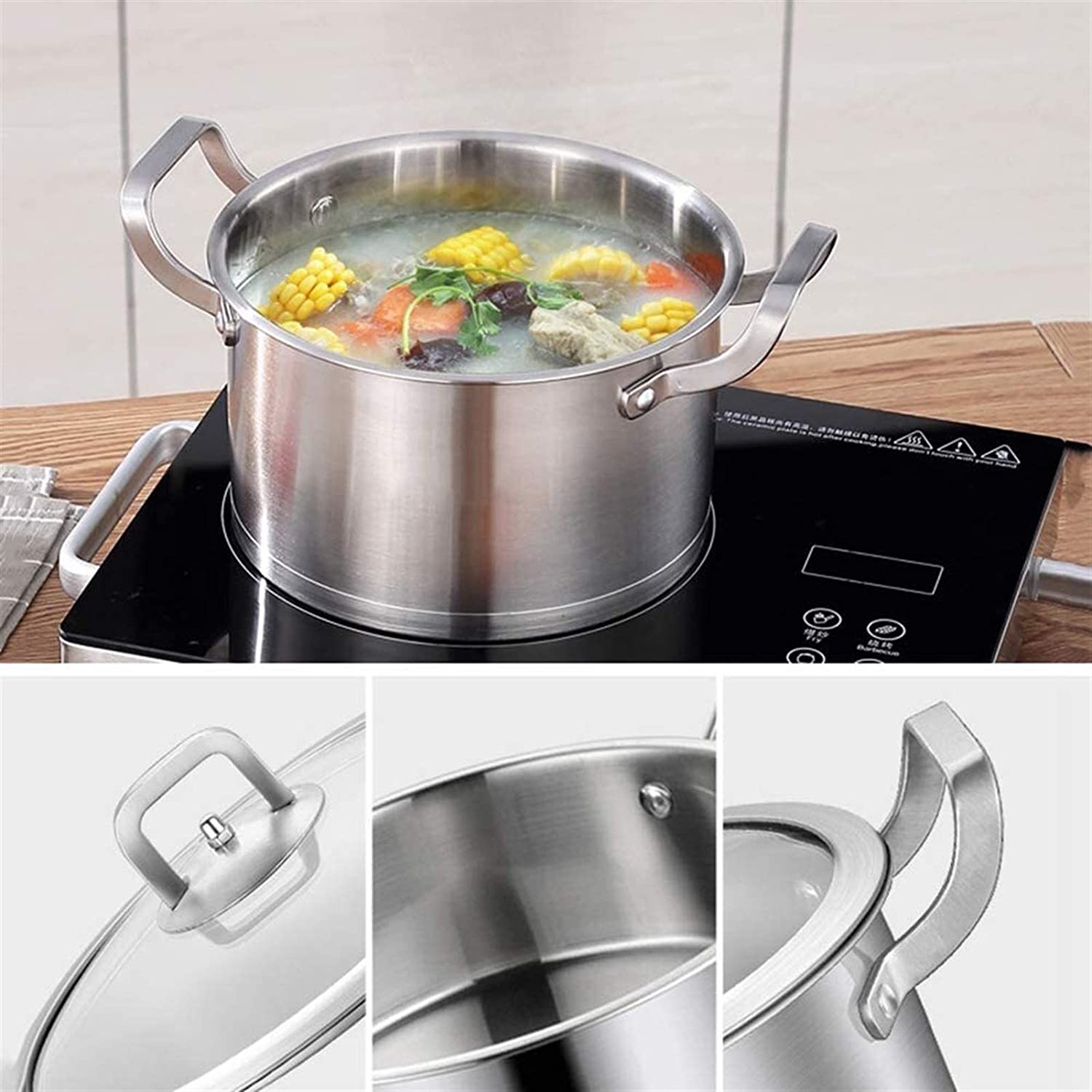 6 Pc Kitchen Sauce Pan Pots Set 430 Stainless Steel Cookware Set Milk stock Pot Pans Set