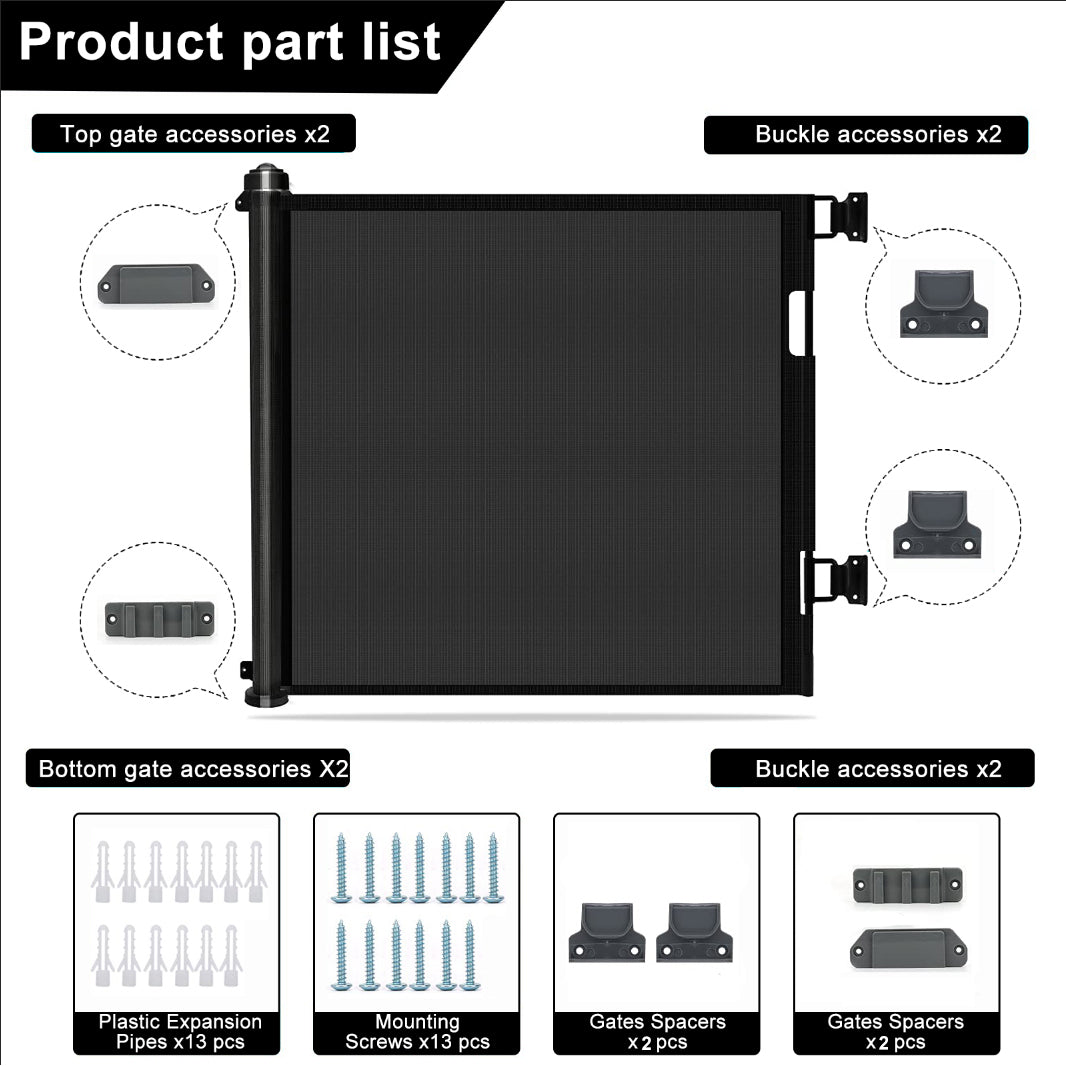 Retractable 1.5M Baby Gate, One-Handed Operation, Indoor-Outdoor Safety