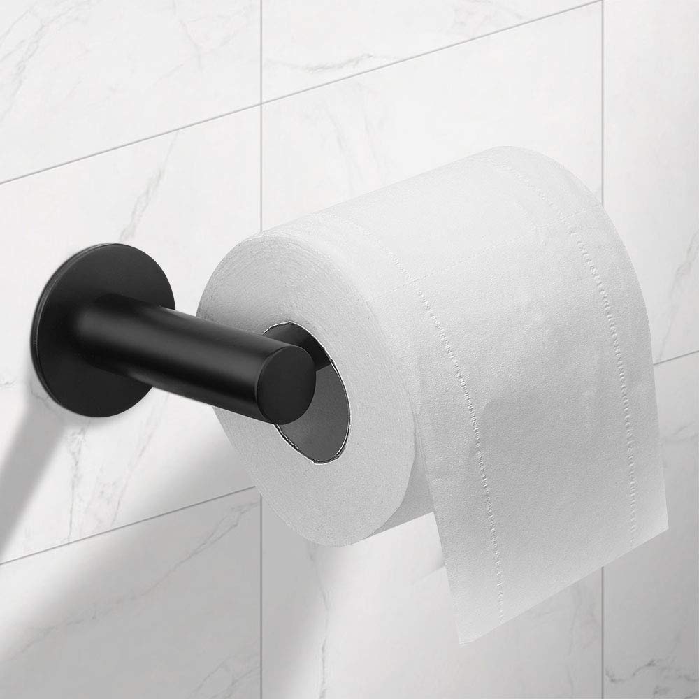 Black Self Adhesive Toilet Paper Holder - Rust-Free SUS 304