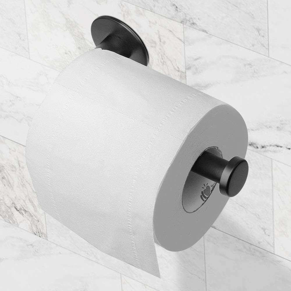 Black Self Adhesive Toilet Paper Holder - Rust-Free SUS 304