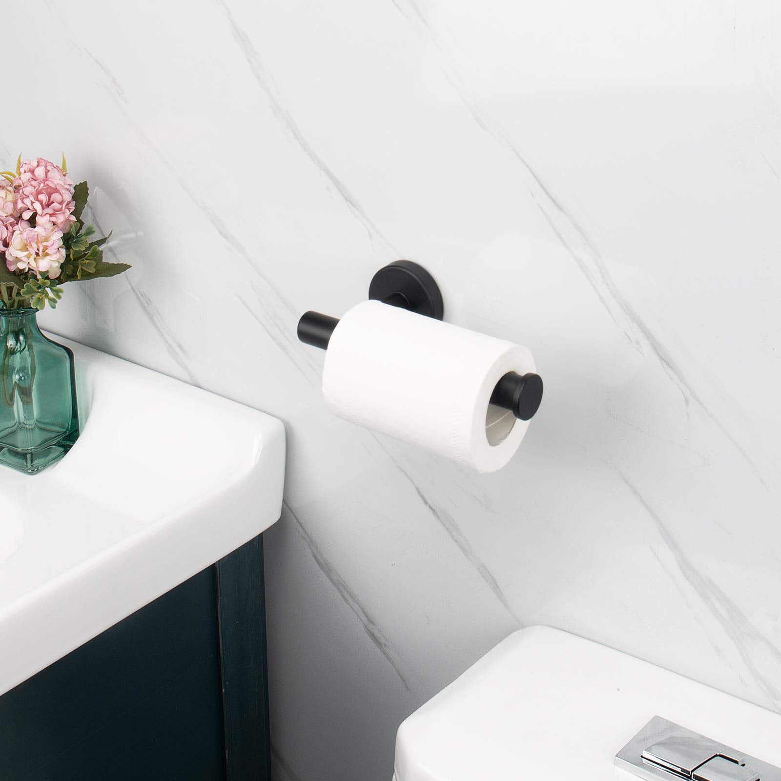 Black Stainless Steel Toilet Paper Holder, Wall Mount Rustproof