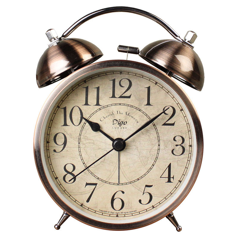 Loud Twin Bell Alarm Clock, Non-Ticking, Metal Frame, Backlight