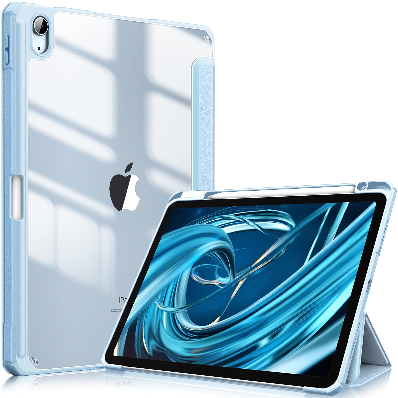 iPad 10.9 Case 2022 with Pencil Holder, Auto Wake/Sleep, Sky Blue