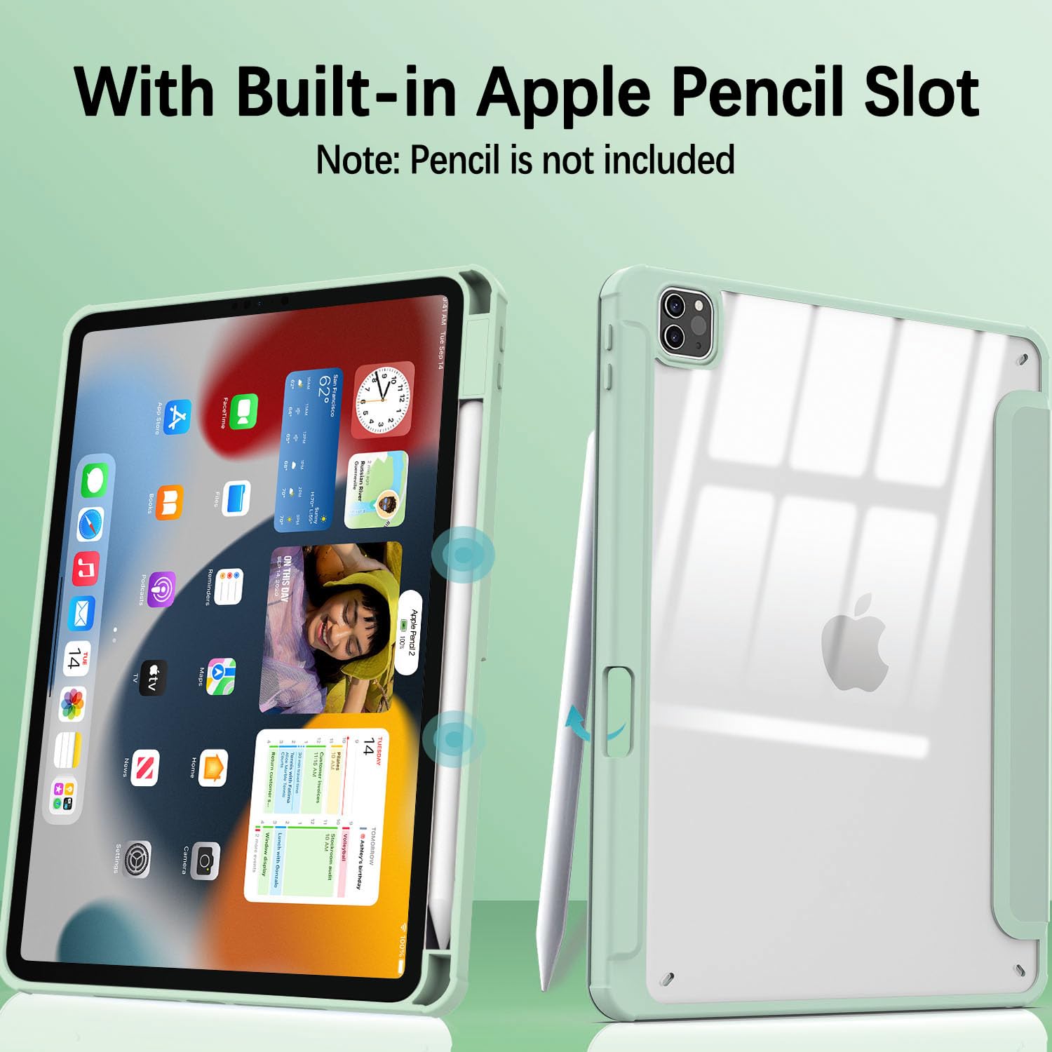 Premium Green TPU Smart Case w/ Pencil Holder for iPad Pro 11 Inch