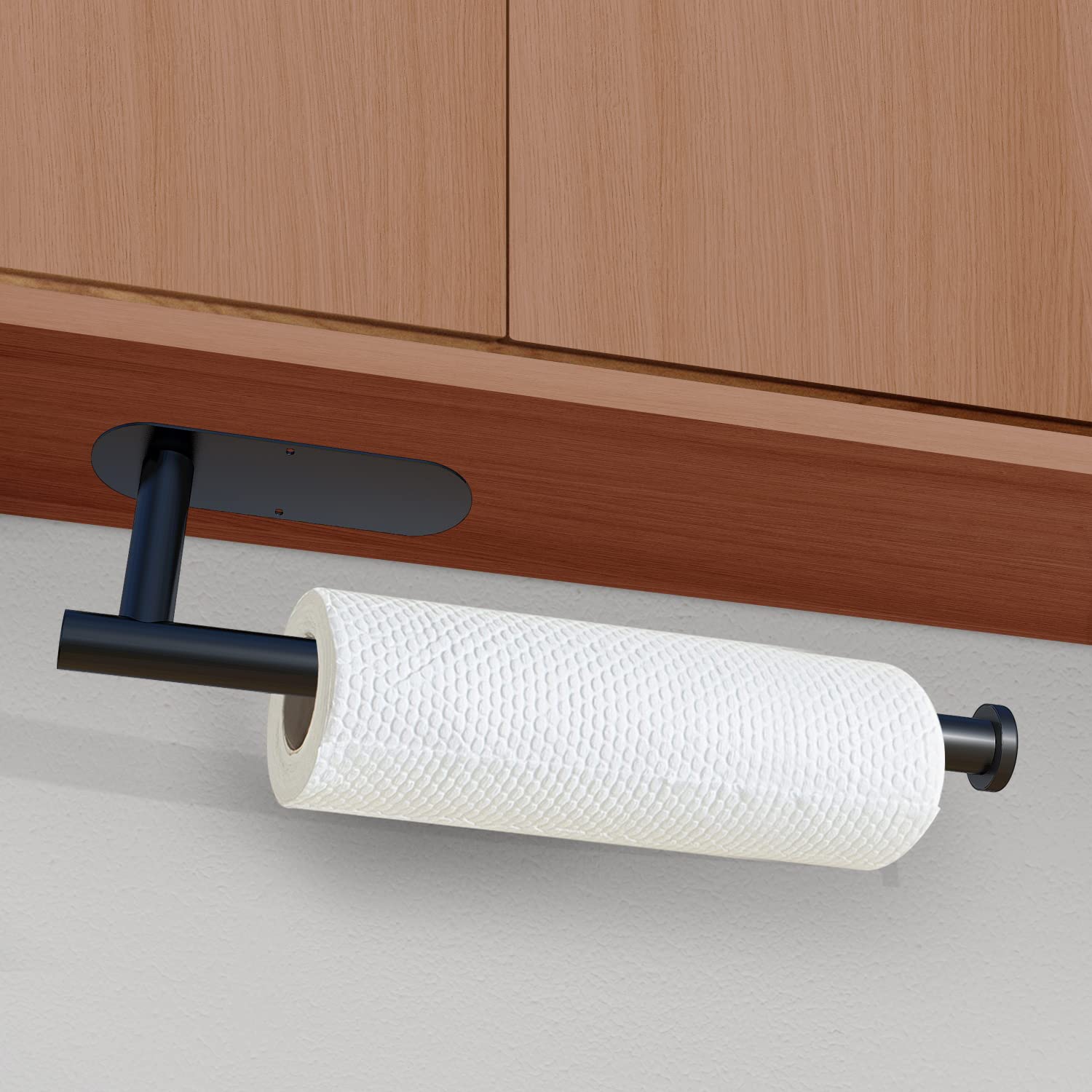 Stainless Steel Black Under Cabinet Paper Towel Holder