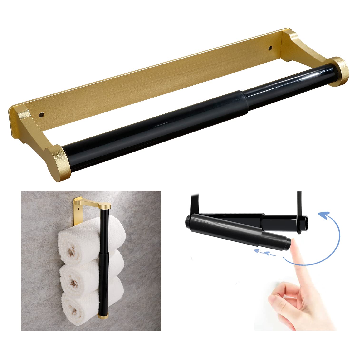 Aluminum Paper Towel Holder Retractable Screw/Adhesive Mount