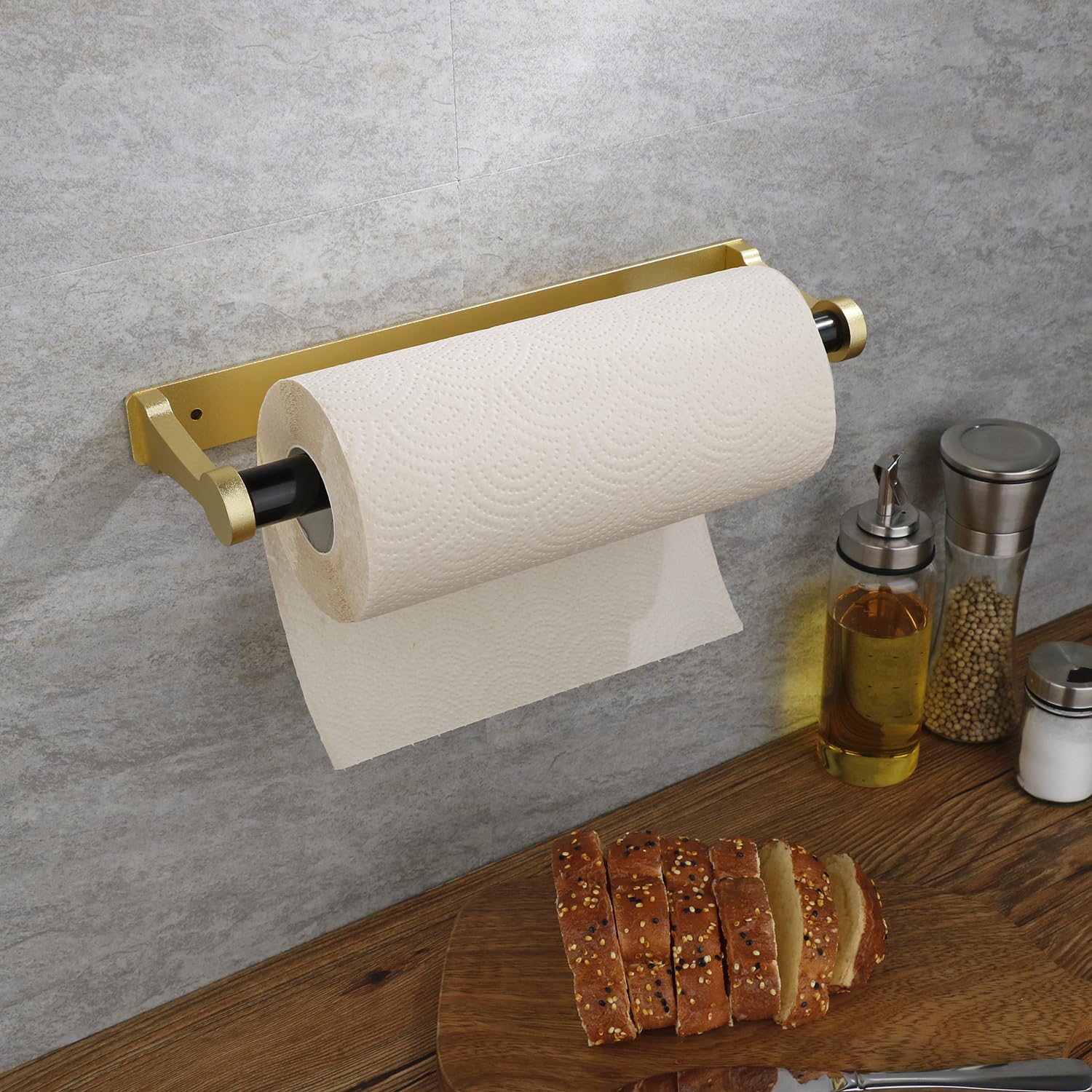 Aluminum Paper Towel Holder Retractable Screw/Adhesive Mount