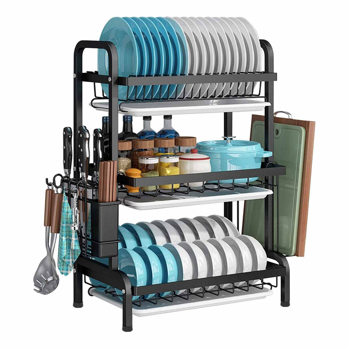 Dish Rack 3 Tier Dish Dryer Drainer Stainless Steel Dish Drying Rack D