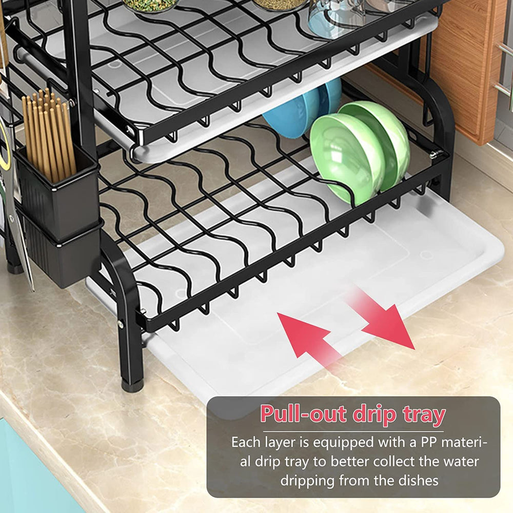 Dish Rack 3 Tier Dish Dryer Drainer Stainless Steel Dish Drying Rack D