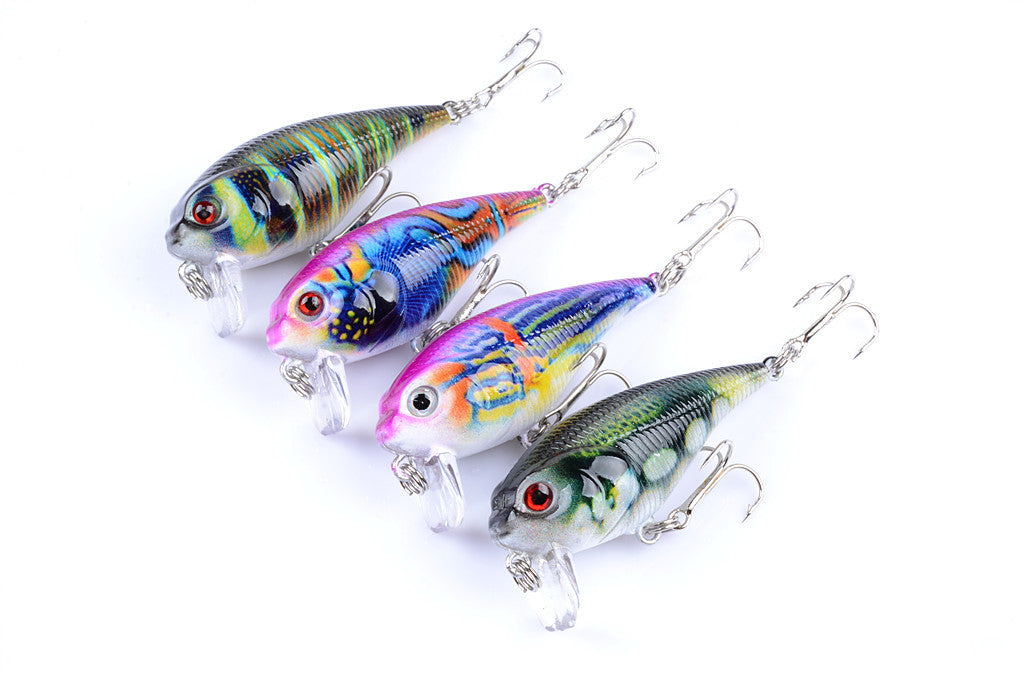 4x 5.5cm Durable Crank Bait Fishing Lures with 3D Eyes