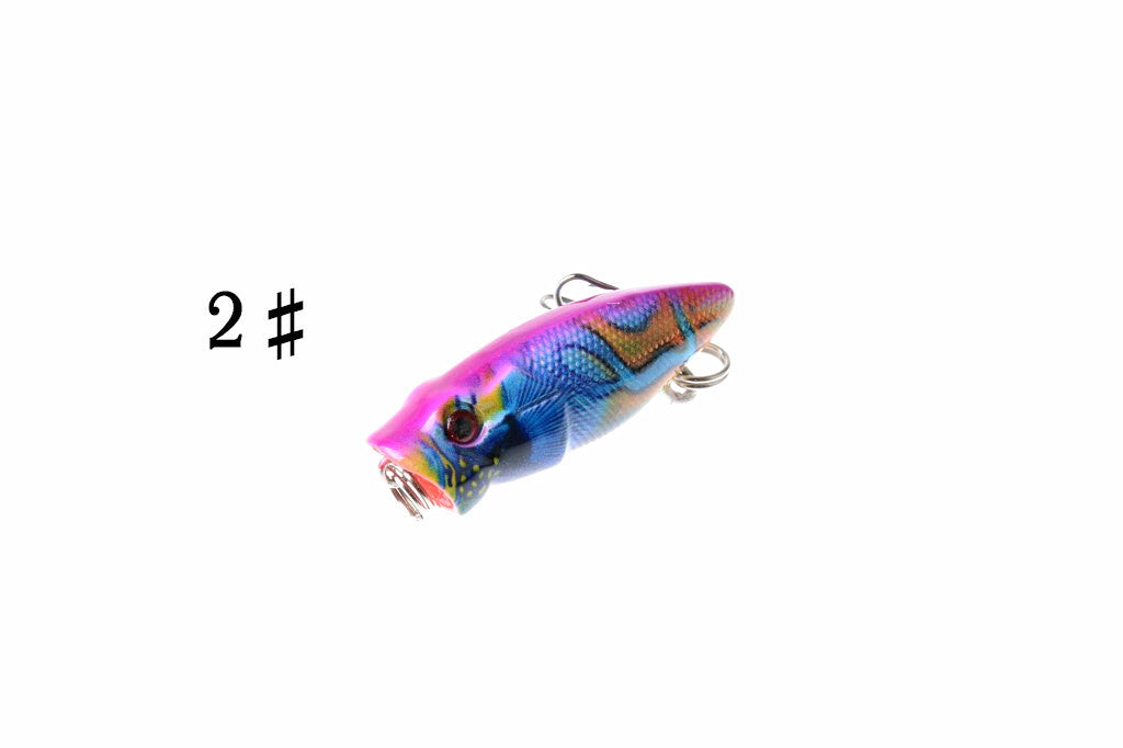 6X 3.5cm Topwater Popper Fishing Lures, 3D Eyes, Sharp Hooks