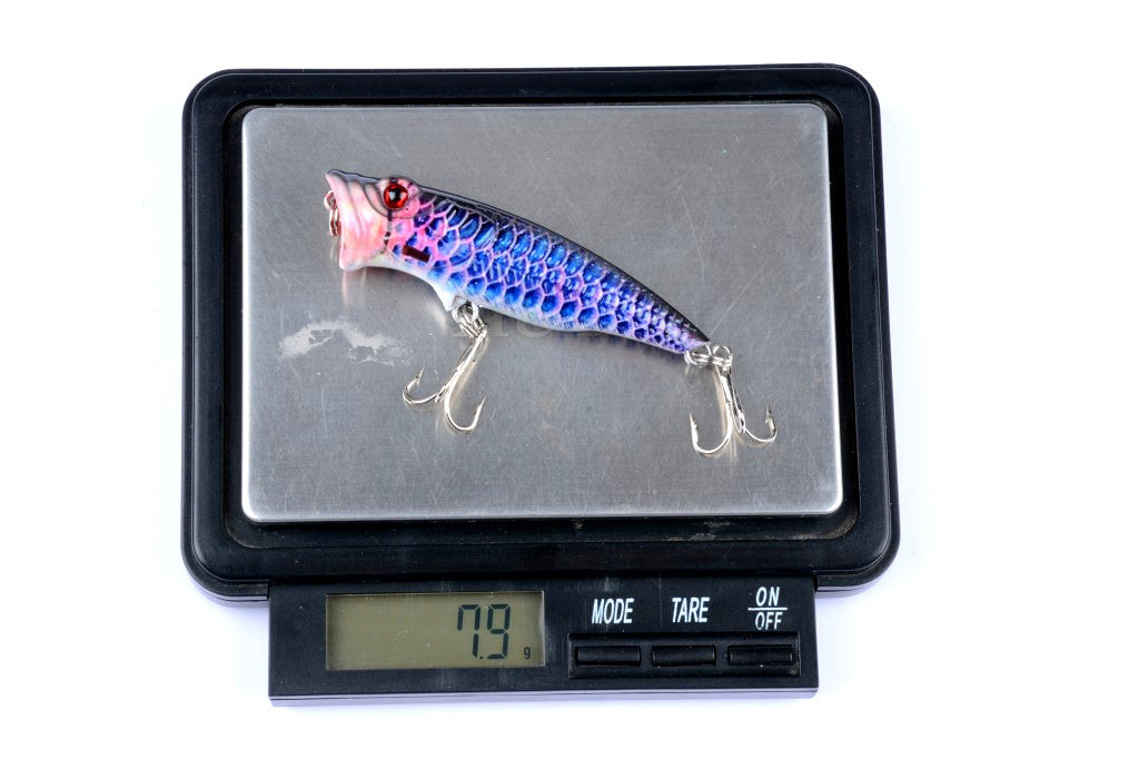 4X 6.5cm Fishing Popper Lures, 3D Eyes, Fresh/Saltwater