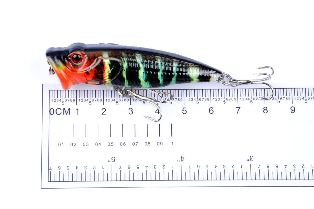 4X 6.5cm Fishing Popper Lures, 3D Eyes, Fresh/Saltwater