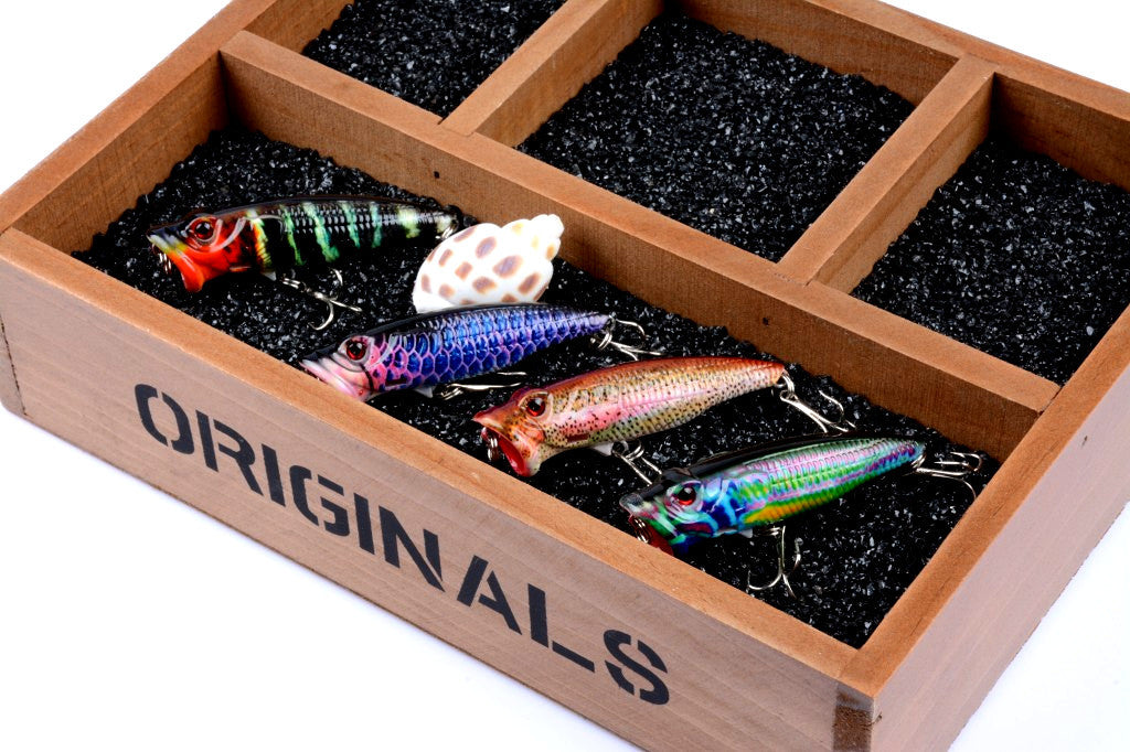 4X 6.5cm Fishing Popper Lures, 3D Eyes, Fresh/Saltwater