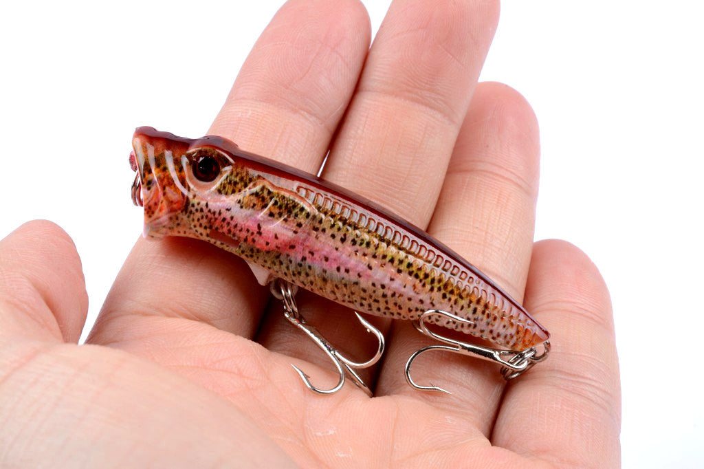 4X 6.5cm Fishing Popper Lures, 3D Eyes, Fresh/Saltwater