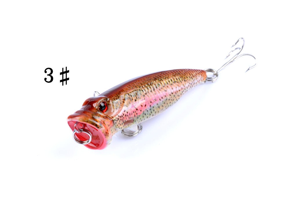 4X 6.5cm Fishing Popper Lures, 3D Eyes, Fresh/Saltwater