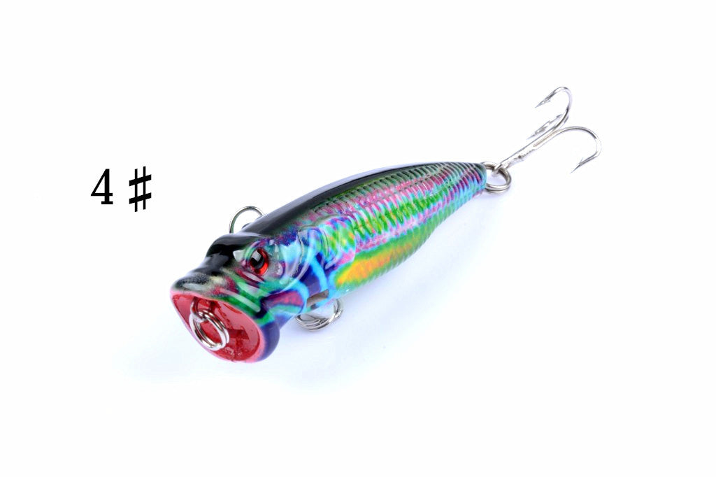 4X 6.5cm Fishing Popper Lures, 3D Eyes, Fresh/Saltwater