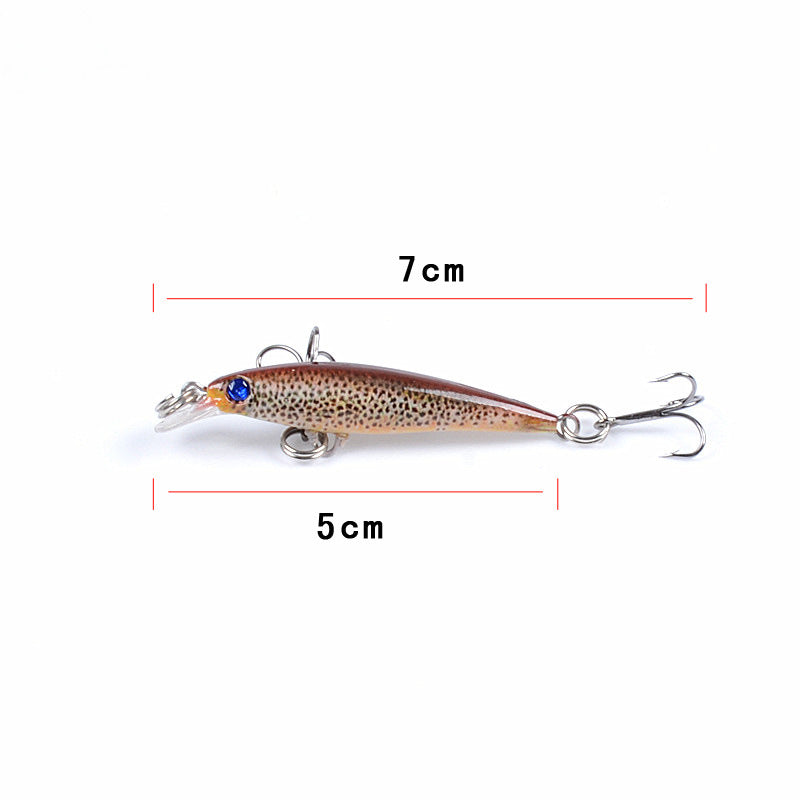 6x 5cm Popper Minnow Fishing Lures, 3D Eyes, Fresh/Saltwater