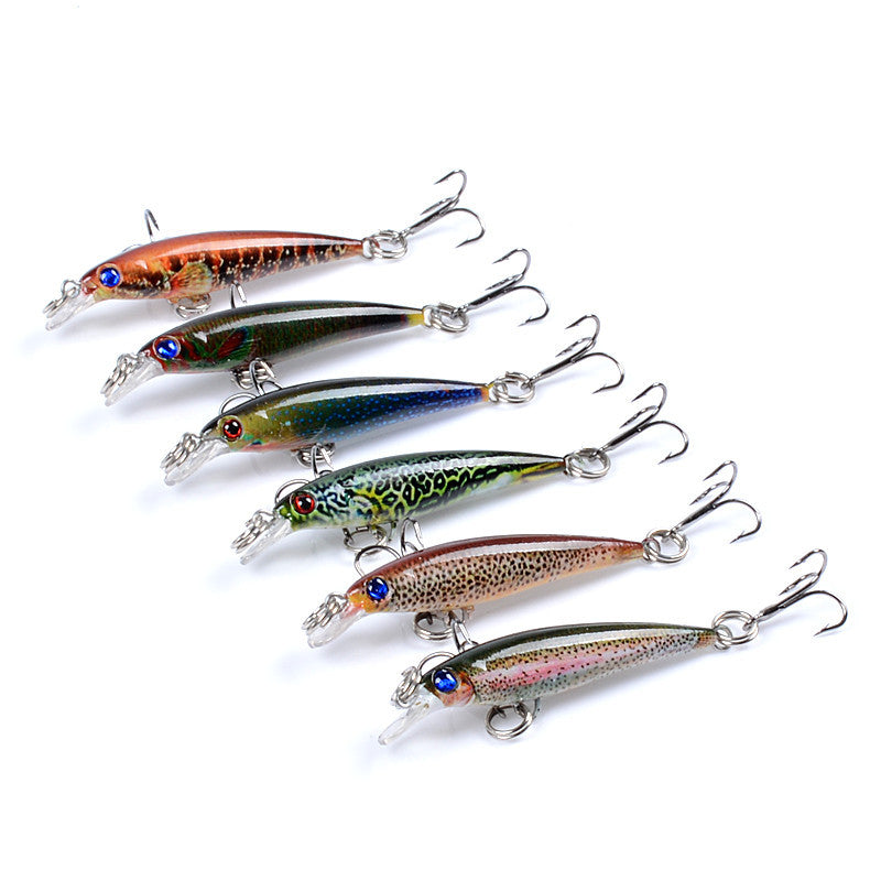 6x 5cm Popper Minnow Fishing Lures, 3D Eyes, Fresh/Saltwater