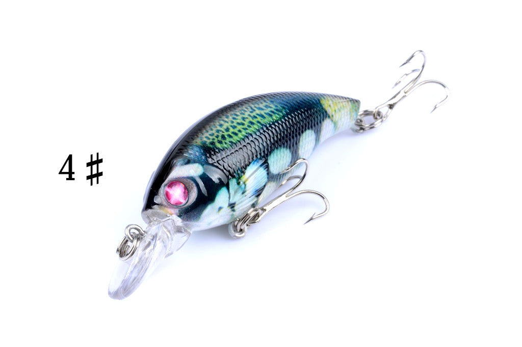 4x 7.5cm Popper Crank Bait Fishing Lures with 3D Eyes