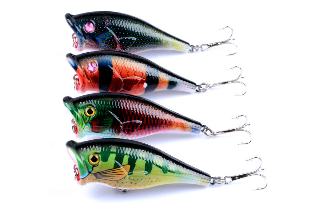 4X 6.5cm Topwater Popper Fishing Lures with 3D Eyes