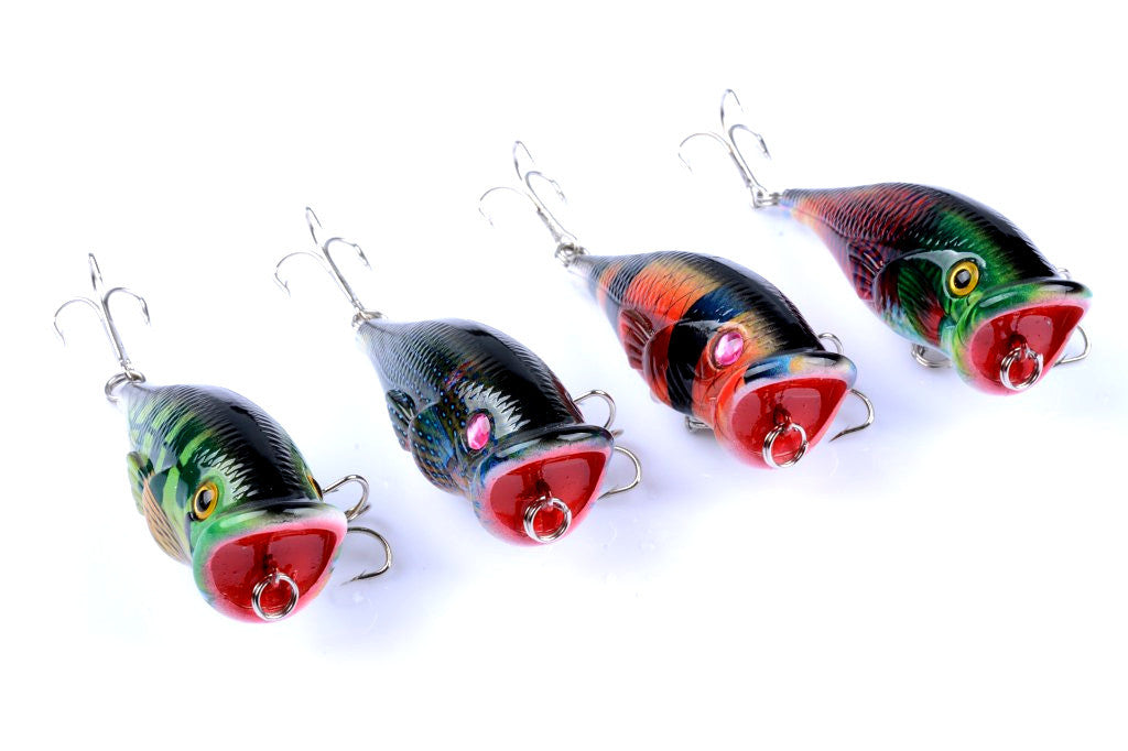 4X 6.5cm Topwater Popper Fishing Lures with 3D Eyes