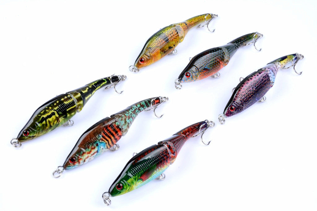 6x 9.5cm Vib Fishing Lure Set, Sharp Hooks, 6 Colors