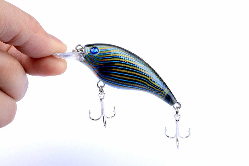 4x 7.5cm Popper Crank Bait Fishing Lures, 3D Eyes, Saltwater