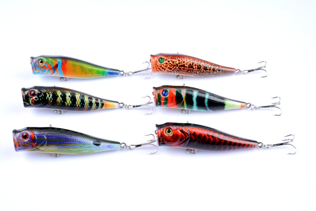 6X 9cm Multi-Color Popper Lures with Sharp Hooks