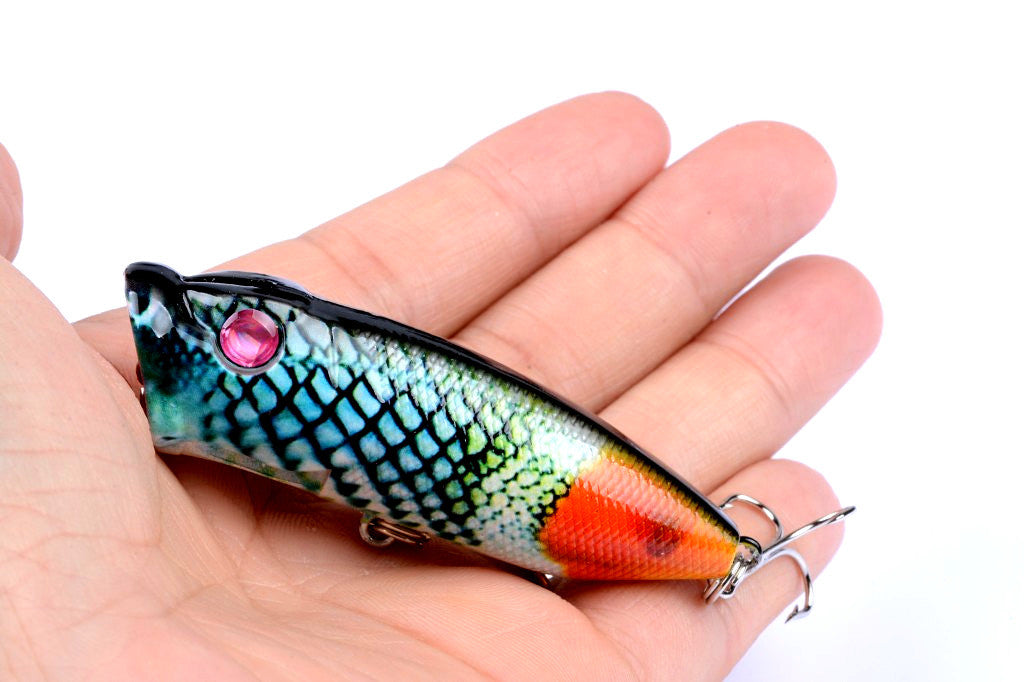 4x 6.5cm Topwater Popper Fishing Lures with 3D Eyes