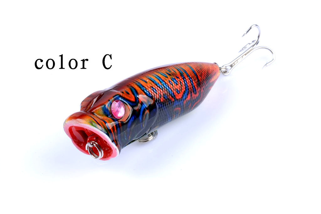 4x 6.5cm Topwater Popper Fishing Lures with 3D Eyes