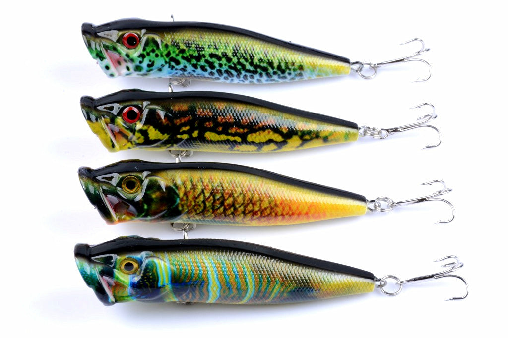 4X 9.5cm Topwater Popper Fishing Lures with 3D Eyes