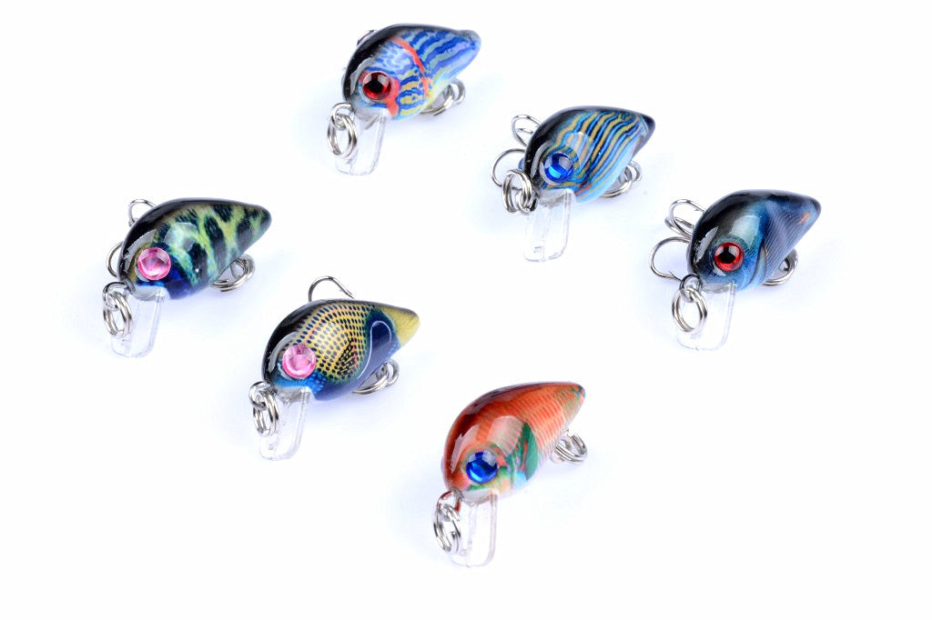 6x 3cm Popper Crank Bait Lures, Exquisite Coating, Sharp Hooks