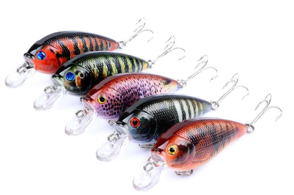 5x 7cm Colorful Popper Crank Fishing Lures for Saltwater