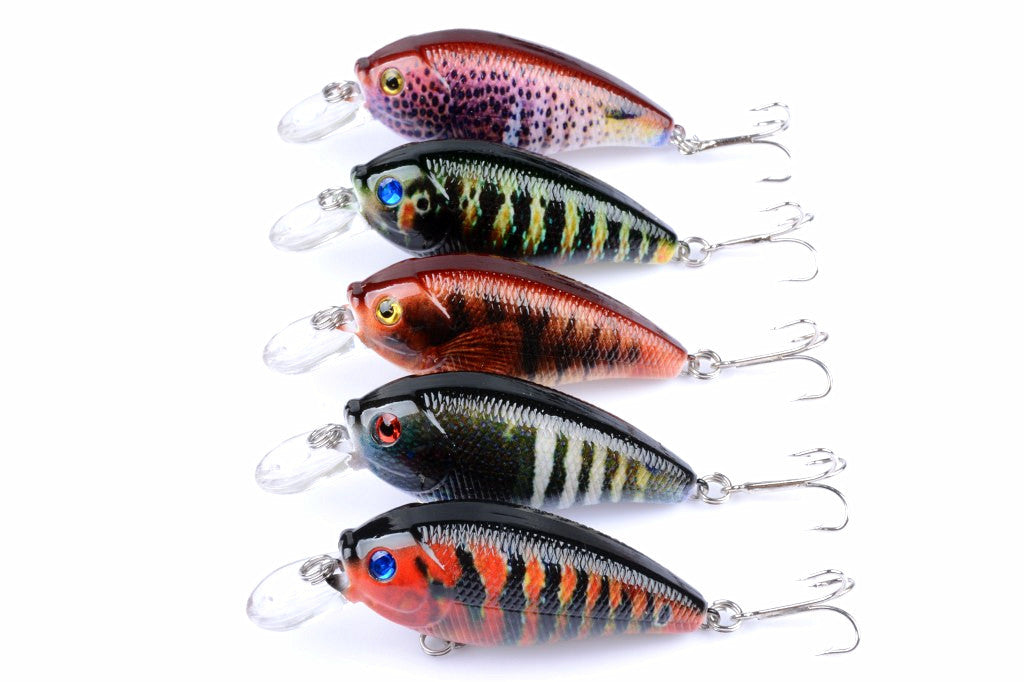 5x 7cm Colorful Popper Crank Fishing Lures for Saltwater