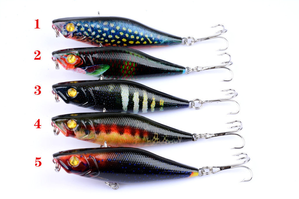 5X 7.5cm Topwater Popper Fishing Lures, Multi-Color