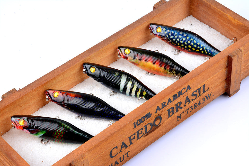 5X 7.5cm Topwater Popper Fishing Lures, Multi-Color