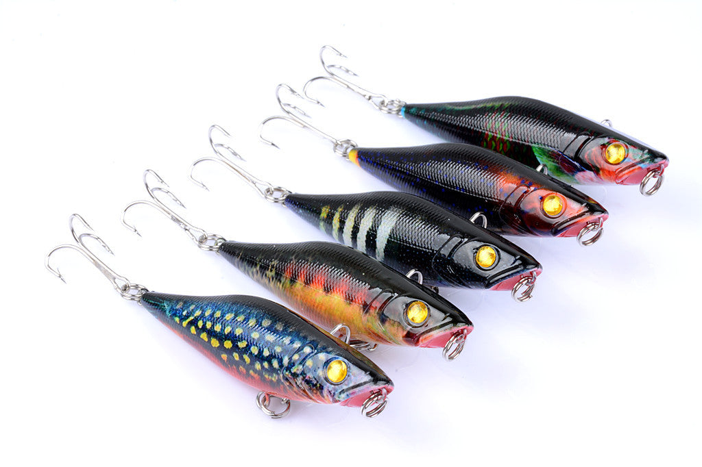 5X 7.5cm Topwater Popper Fishing Lures, Multi-Color