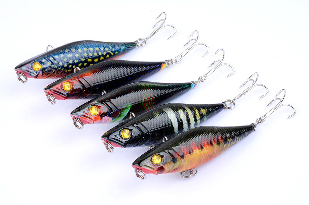 5X 7.5cm Topwater Popper Fishing Lures, Multi-Color