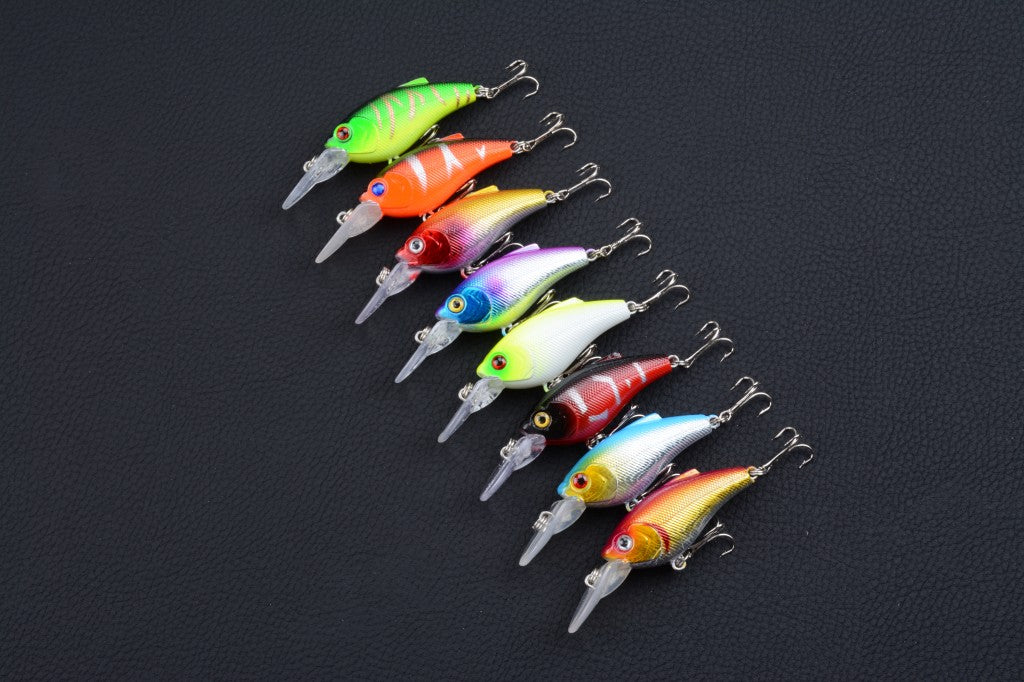 8x 7.5cm Popper Crank Bait Lures Set for Saltwater & Freshwater