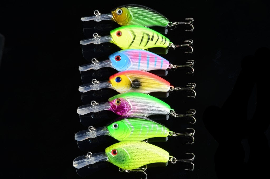 Durable 9cm Popper Crank Bait Fishing Lures Set, 7x