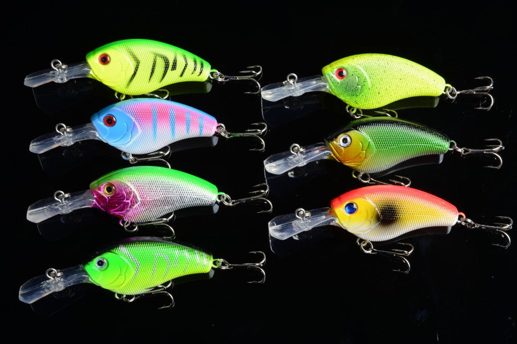 Durable 9cm Popper Crank Bait Fishing Lures Set, 7x