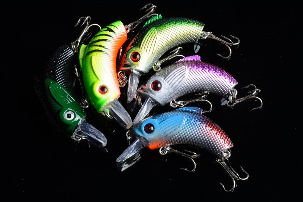 5x 5.5cm Popper Crank Bait Fishing Lures, 5 Colors