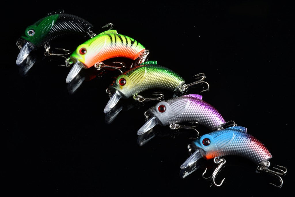 5x 5.5cm Popper Crank Bait Fishing Lures, 5 Colors