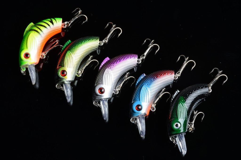 5x 5.5cm Popper Crank Bait Fishing Lures, 5 Colors